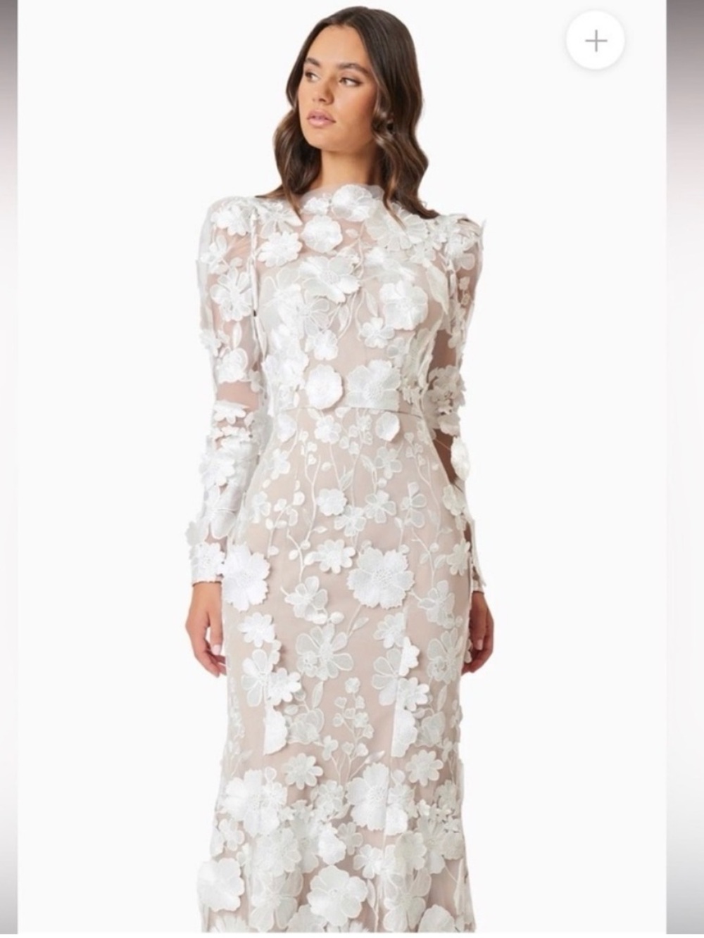 elliatt shannon white 3d floral embellished midi bridal wedding dress Size XXL - Picture 6 of 13